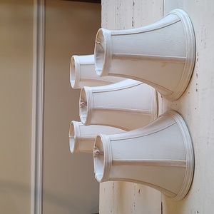 5 vintage chandelier mini lamp silk shades ivory